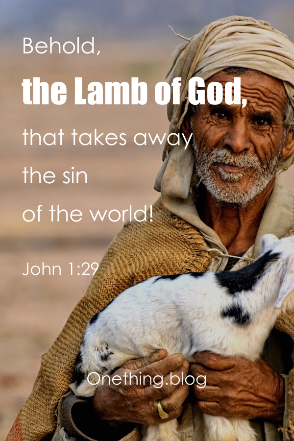 Old man carrying a lamb